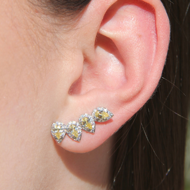 Brinco Ear Cuff 4 Gotas Fancy Yellow