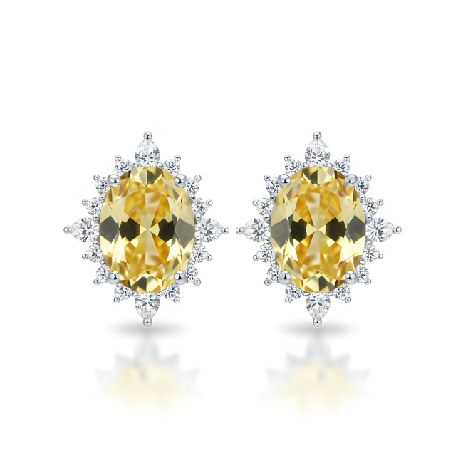 Brinco Princesa Oval Fancy Yellow