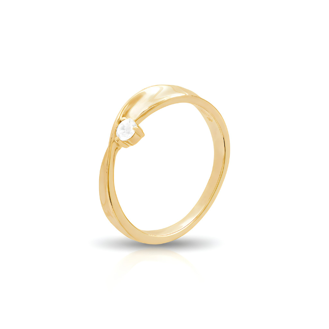 Anel Trançado Ouro Moissanite 3mm - 0,11ct