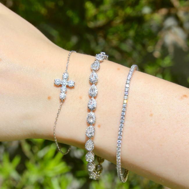 Pulseira Cruz Moissanite 3,5mm- 0,95ct
