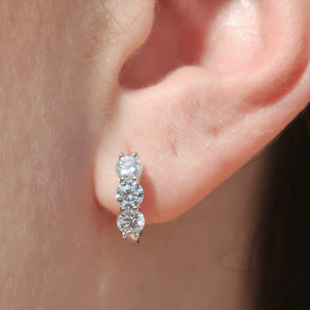 Brinco Argola Triluzes Moissanite 4mm - 0,3ct