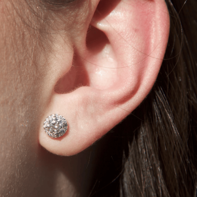 Brinco Ponto de Luz Cravejado Moissanite 5mm - 0,5ct