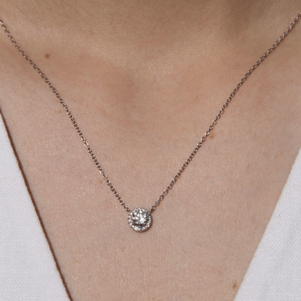 Colar Ponto de Luz Cravejado Moissanite 5mm - 0,5ct