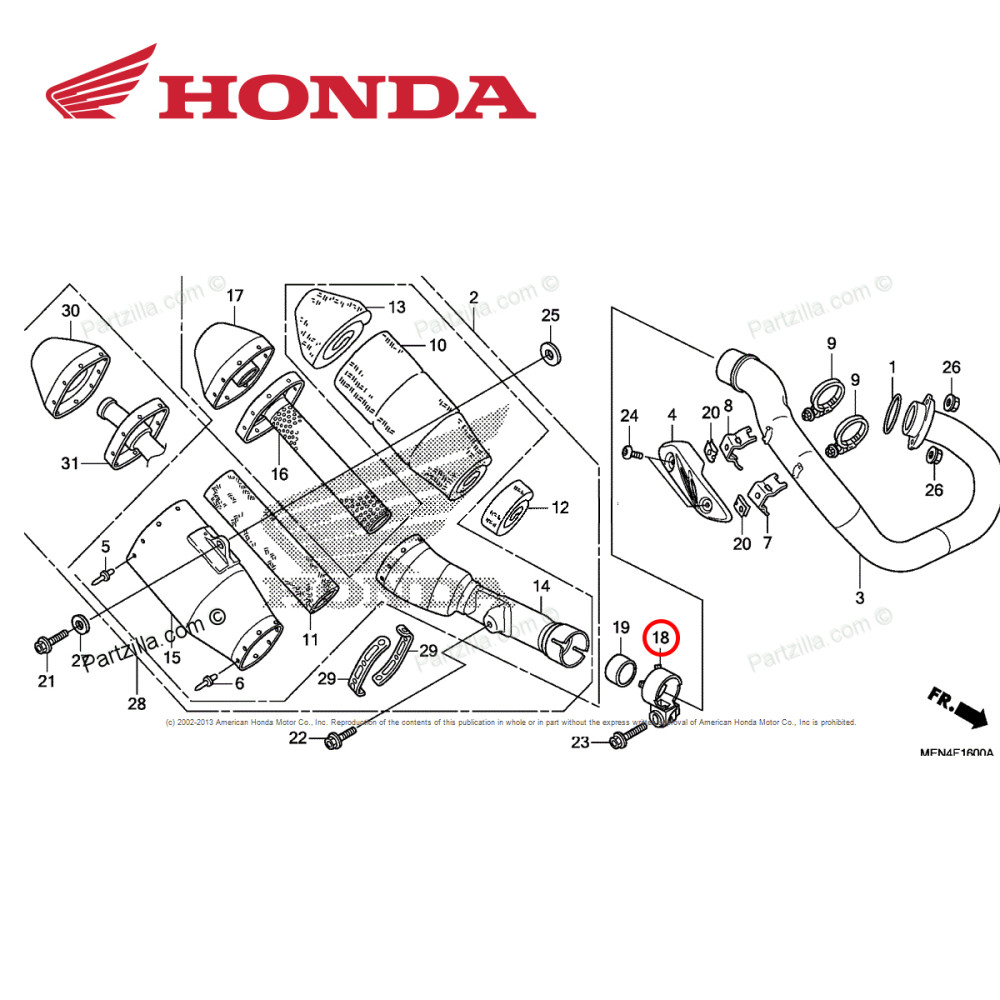 Abraçadeira de Escape Original Honda CRF 450 09/15