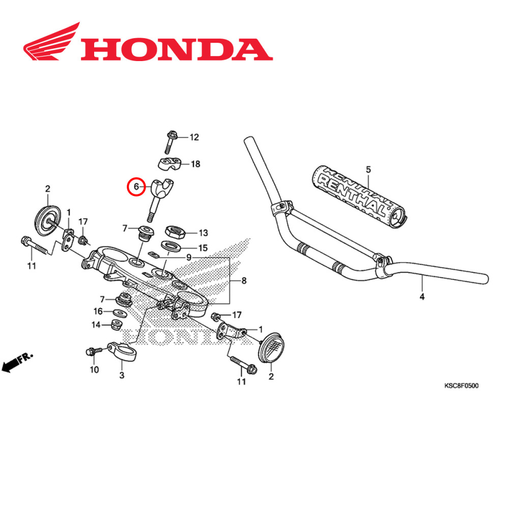 Adaptador Inferior de Guidão Original Honda CR/CRF