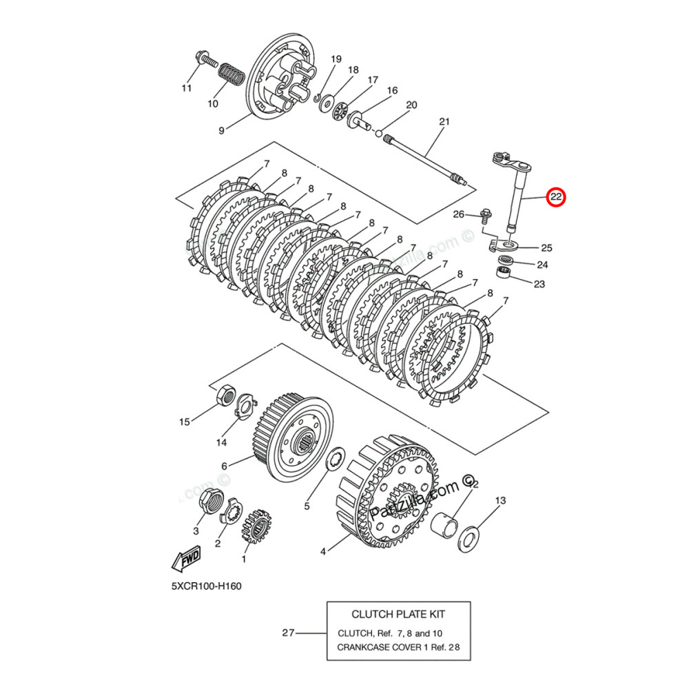 Alavanca da Embreagem Original Yamaha YZF250 10/13 WRF250 11/13 (Acionamento)