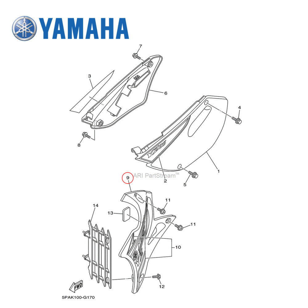 Aleta do Radiador Original Yamaha para YZ85 02/14 Azul