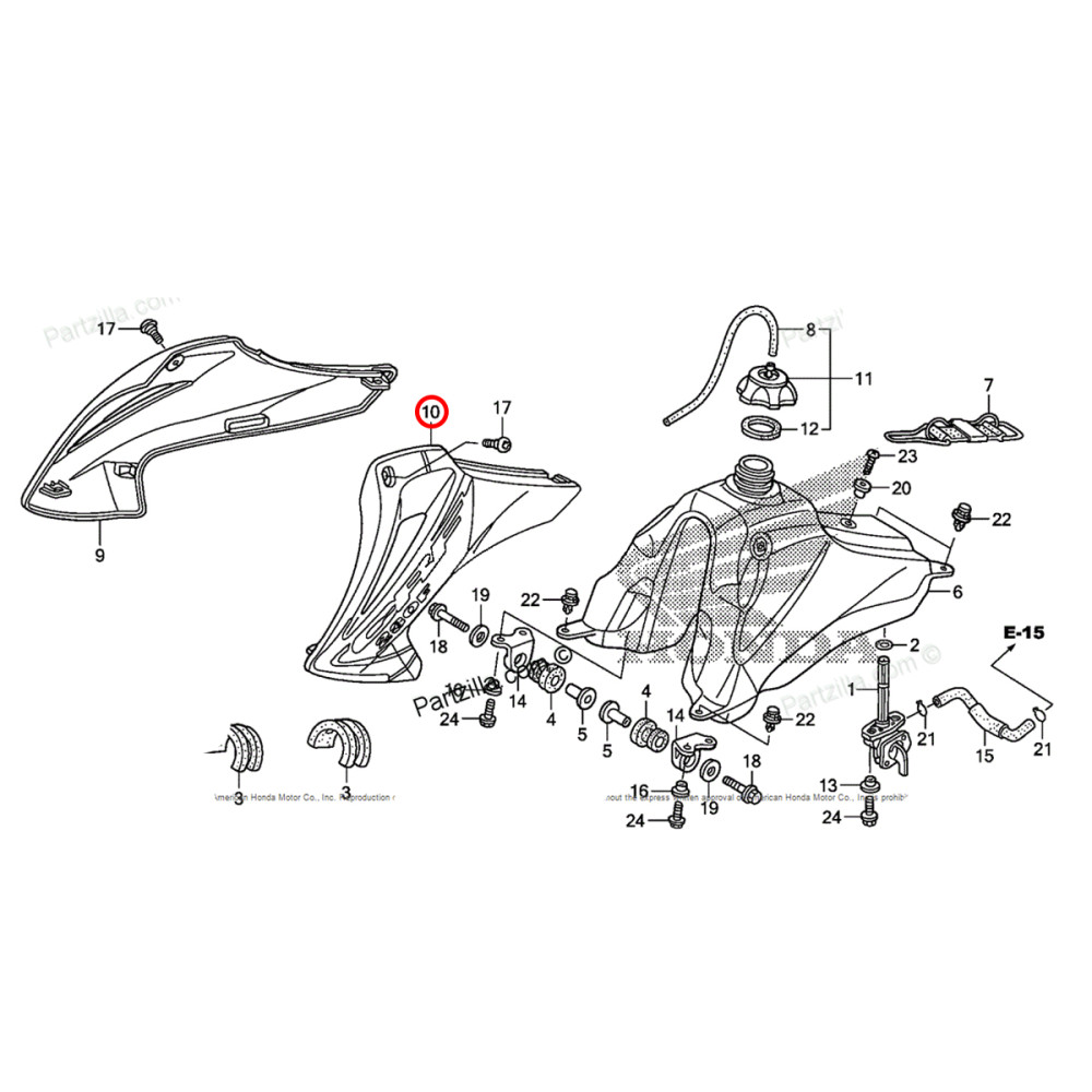 Aleta do Radiador Original Honda para CRF230 07 (Vermelho Lado Esquerdo)