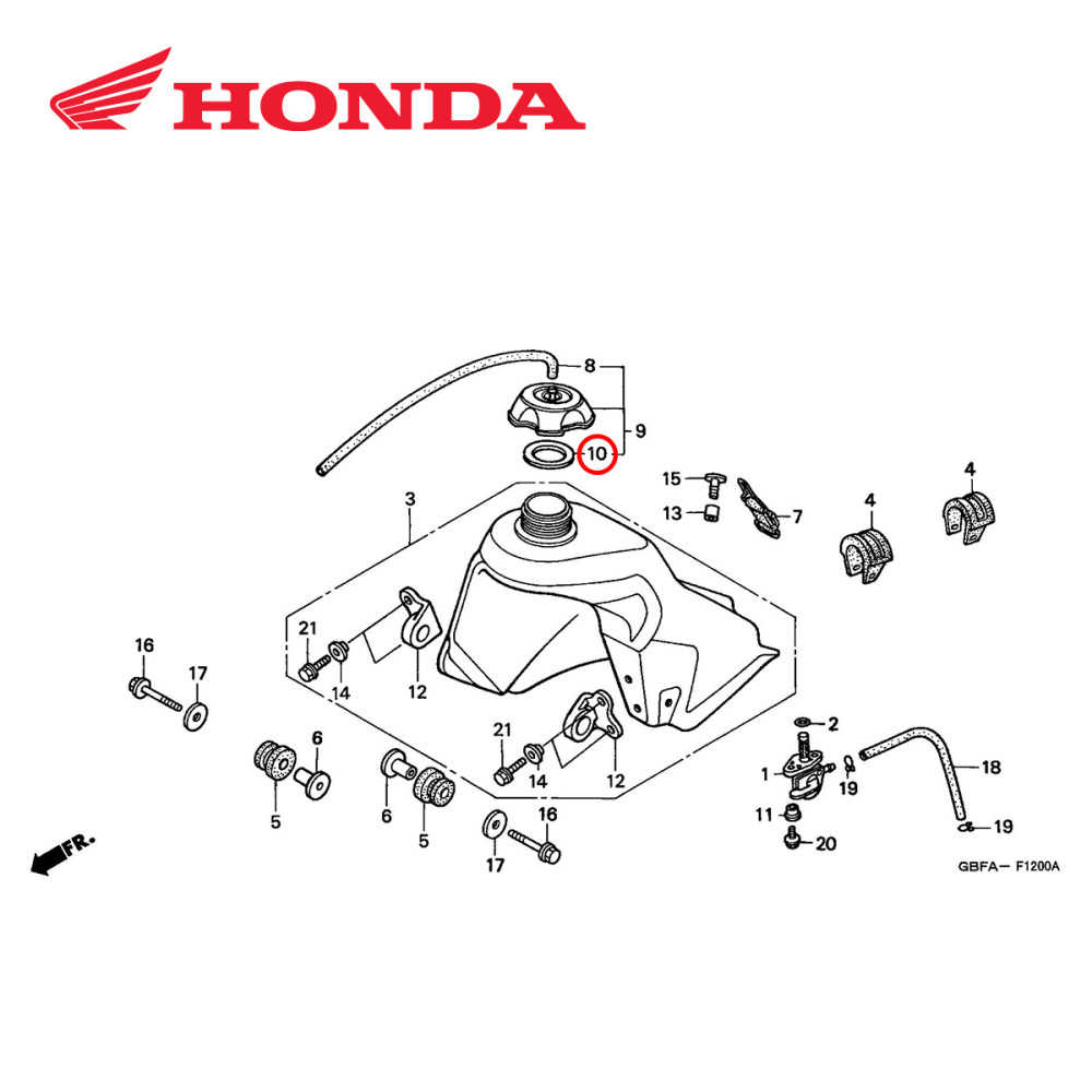 Anel de Borracha do Tanque de Gasolina Original Honda para CR125/250 81/07