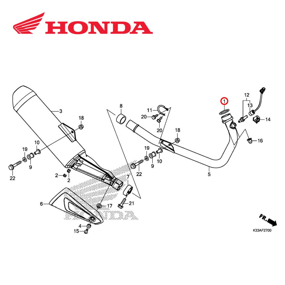 Anel de Escape Original Honda para CRF450 02/17 CRFX450 05/17