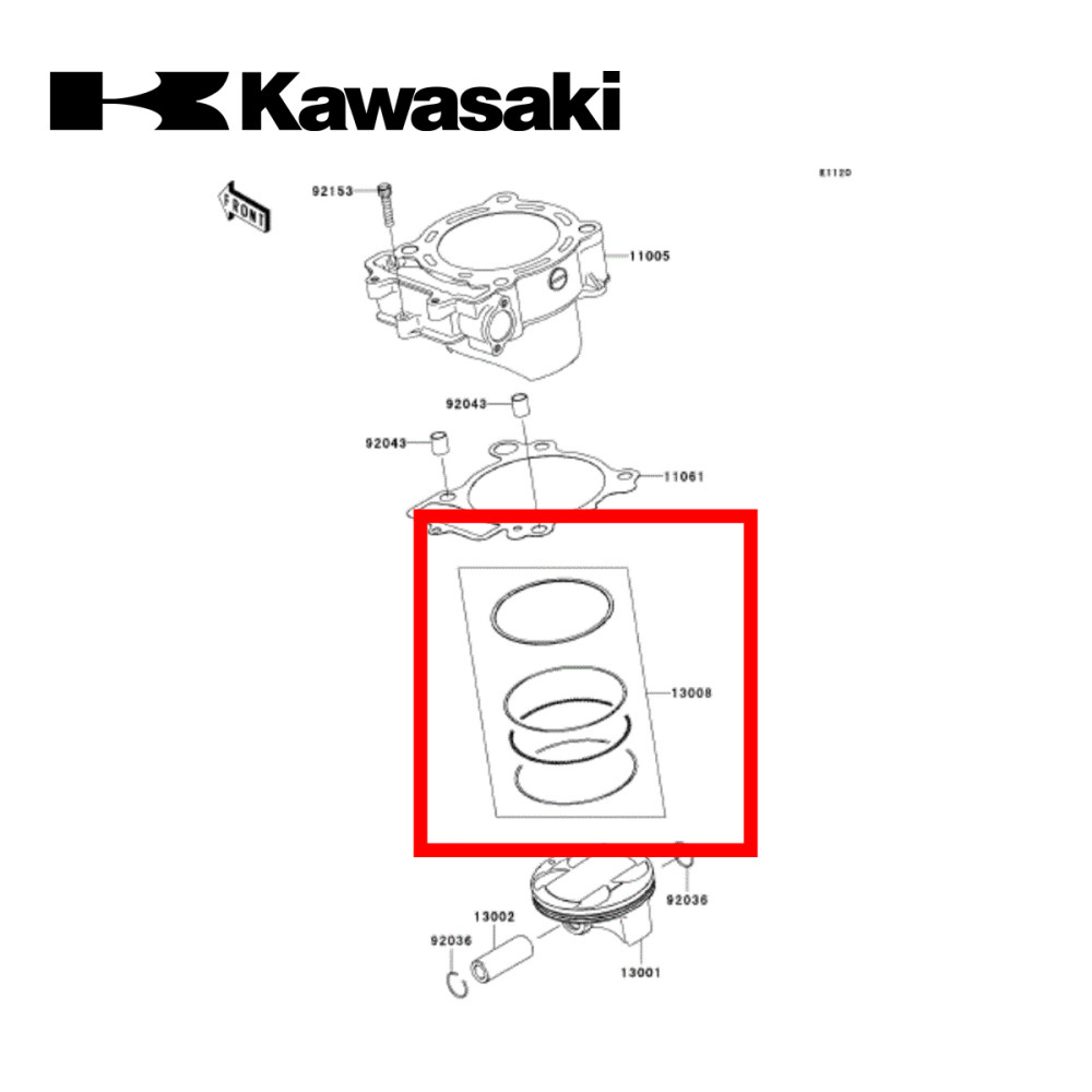 Anel do Pistão Original Kawasaki KXF450 06/11 KLX450R 08/19