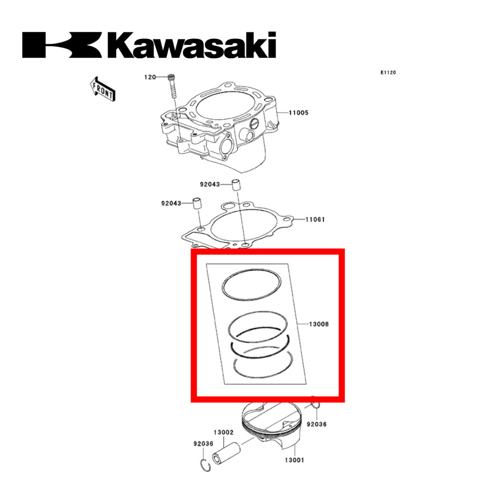 Anel do Pistão Original para Kawasaki KXF450 12/23