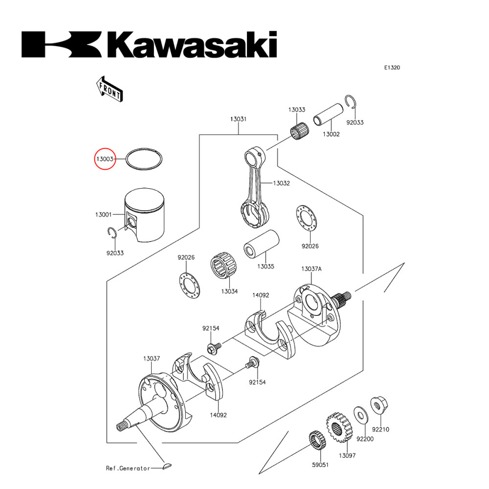 Anel do Pistão Original Kawasaki para KX100 14/20