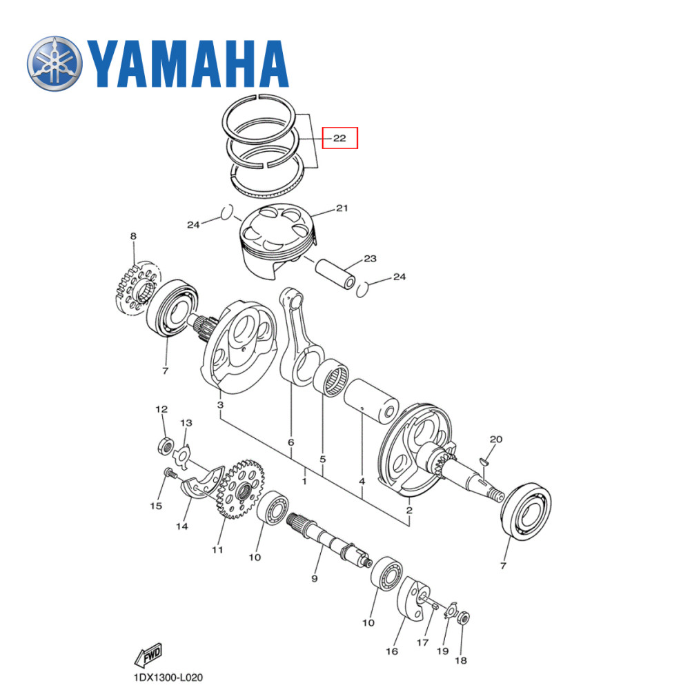 Anel do Pistão Original Yamaha para YZF450 01/09 WRF450 03/15