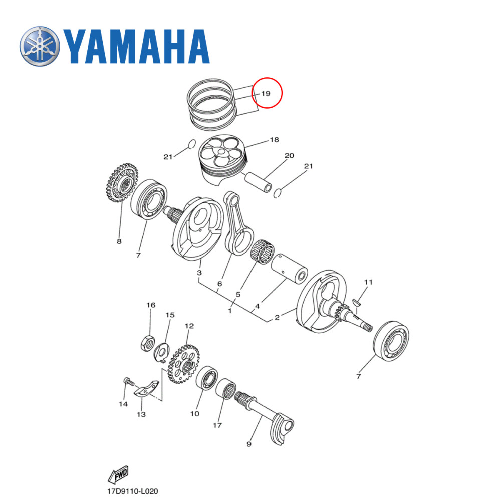 Anel do Pistão Original Yamaha para YZF250 12/13
