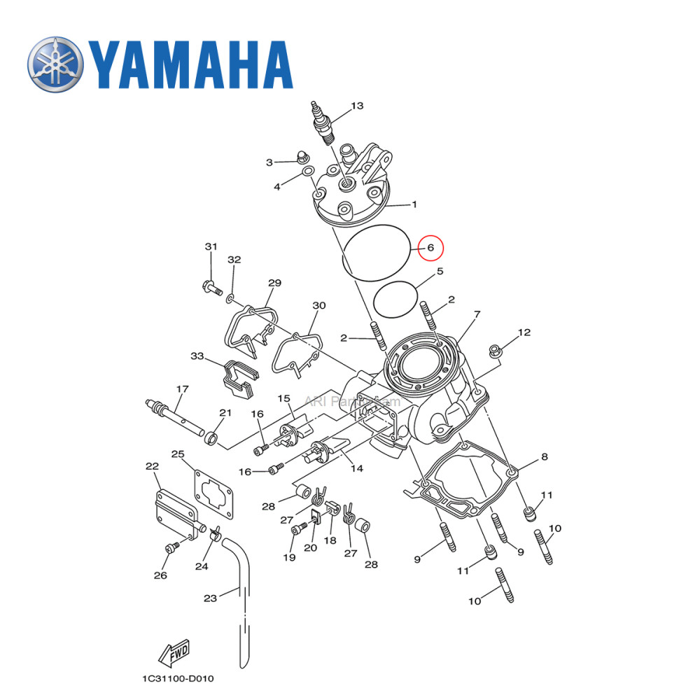 Anel O'Ring do Cabeçote Original Yamaha para YZ85 02/03 YZ125 94/19 Externo