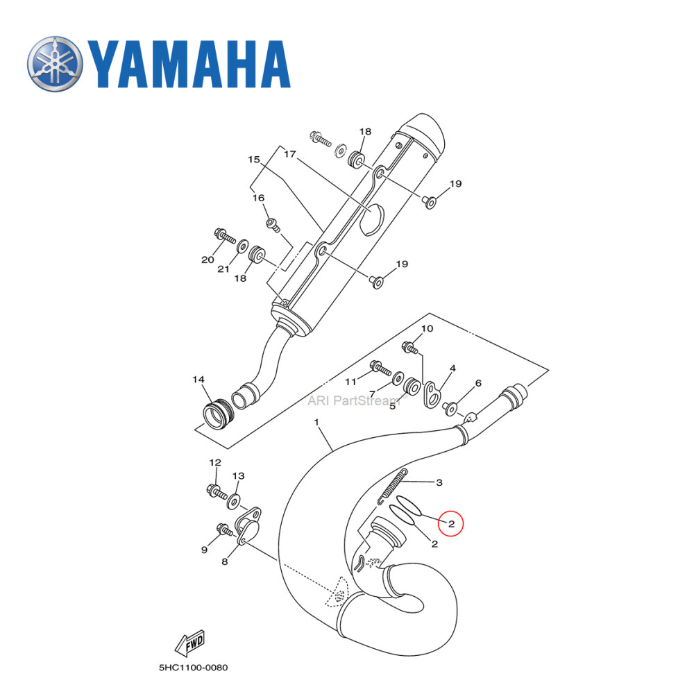 Anel O'Ring de Escape Original Yamaha para YZ250 99/00