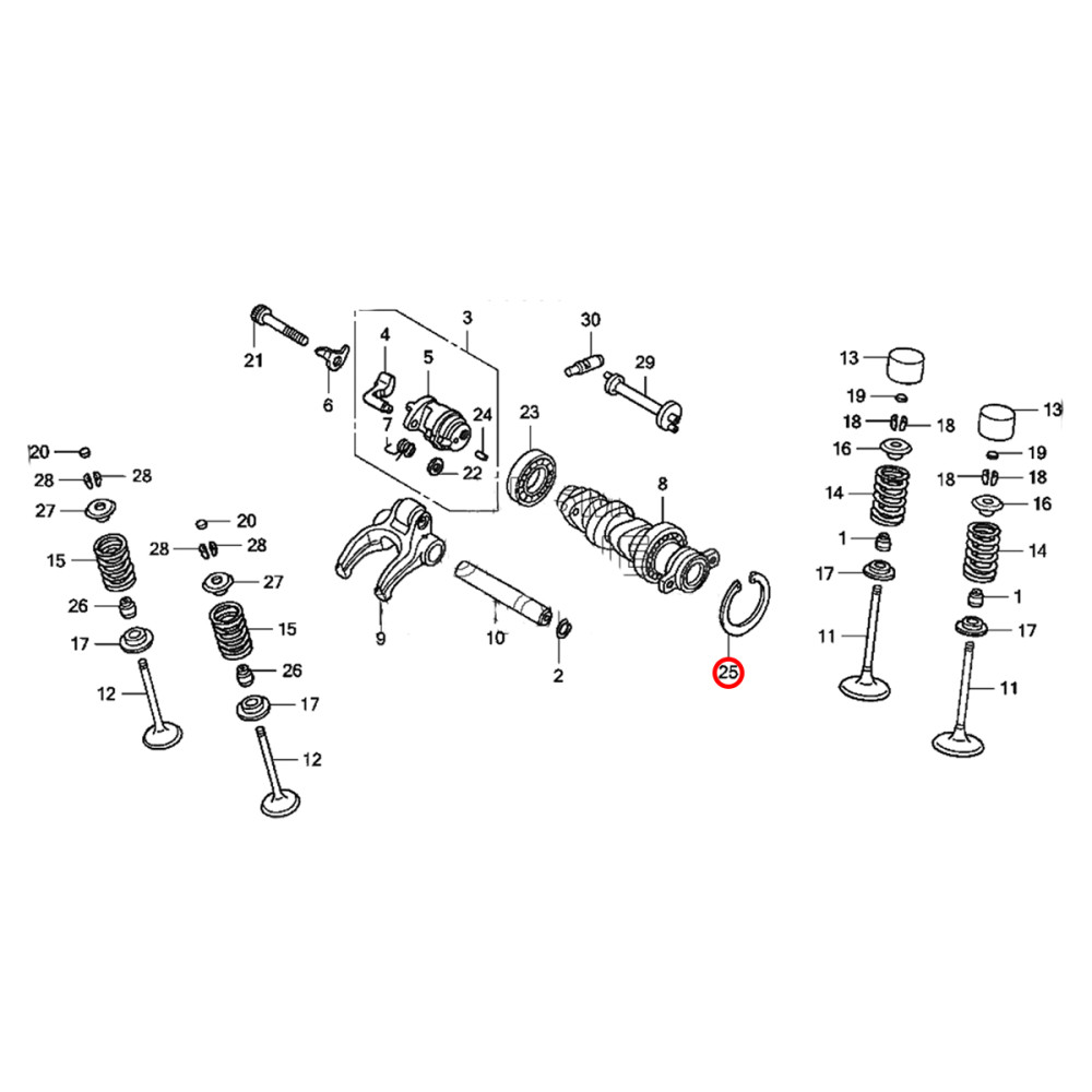 Anel Elástico (Trava do Comando de Válvula) 42mm Original Honda para CRF450 02/08 CRFX450 05/15