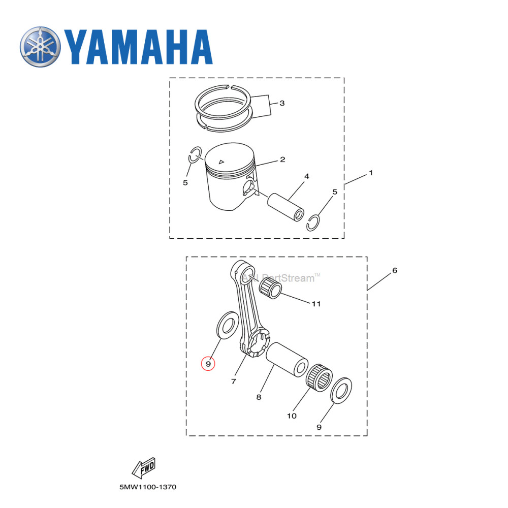 Arruela da Biela Original Yamaha para YZ250 99/19 YZ250X 16/19