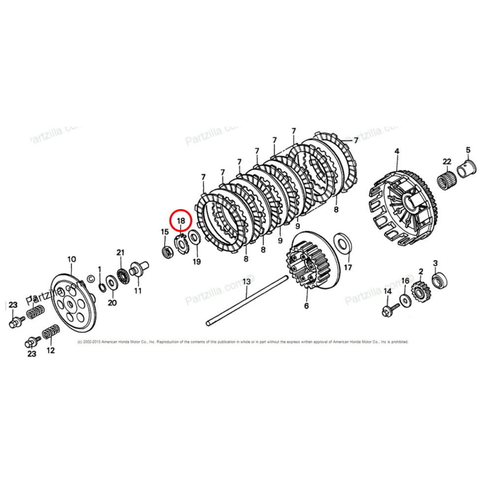 Arruela de Trava da Embreagem Original Honda CR250 CRF450R/X 05/15 (18mm)