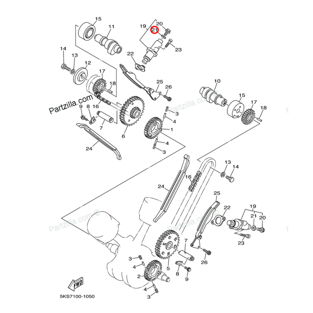 Arruela do Tensor (Corrente de Comando) Original Yamaha para YZF250/450 10/17 WRF250/450 12/17