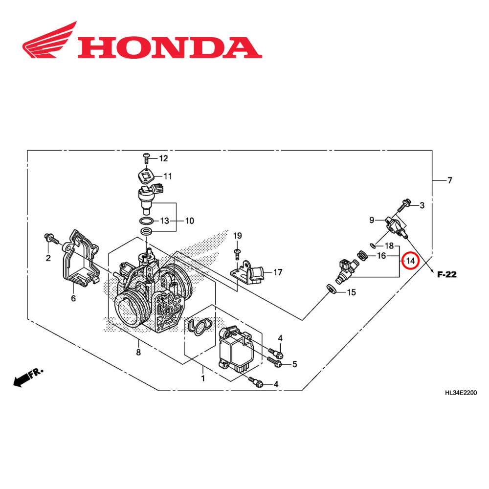 Bico Injetor de Combustível Original Honda para CRF450 09/12