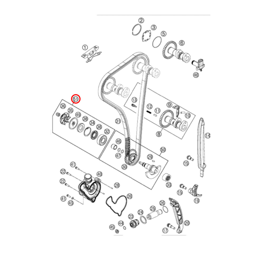 Kit de Reposição da Bomba D'Água Original KTM para SX-F/XC-F250 13/15 XCF-W250 14/16  SX-F350 11/15 EXC-F/XCF-W350 12/16