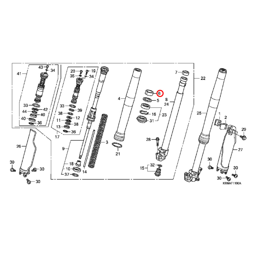 Bronzina de Deslizador Original Honda para CRF250 10/15 (48mm) (Bucha Deslizador)