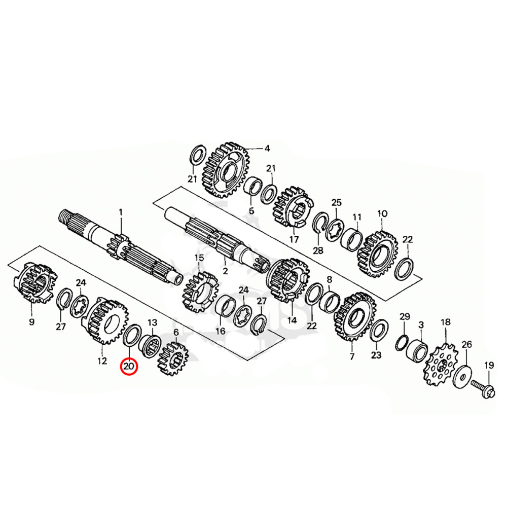 Arruela de Encosto de Cambio (23.1x28x1) Original Honda para CR125 98/07 CRF250 04/09