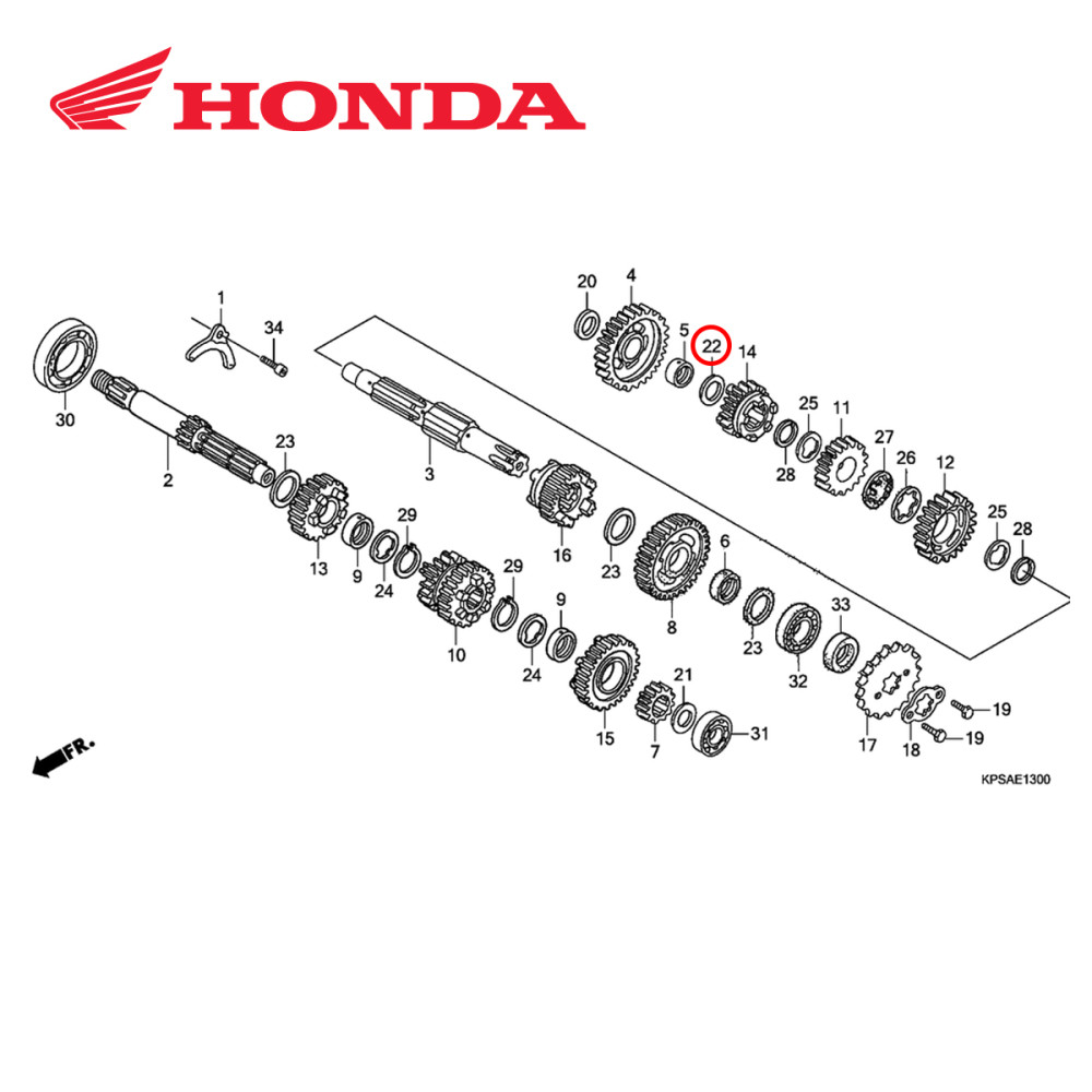 Arruela de Encosto de Cambio Original Honda CRF 230 (16,5mm)