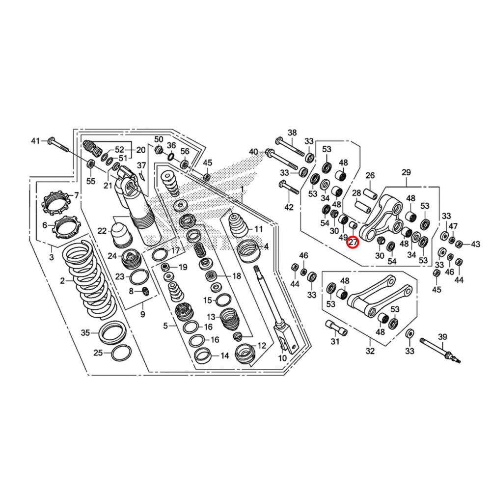 Bucha do Amortecedor Traseiro Original Honda para CRF125 05/07 CRF250/450 05-15
