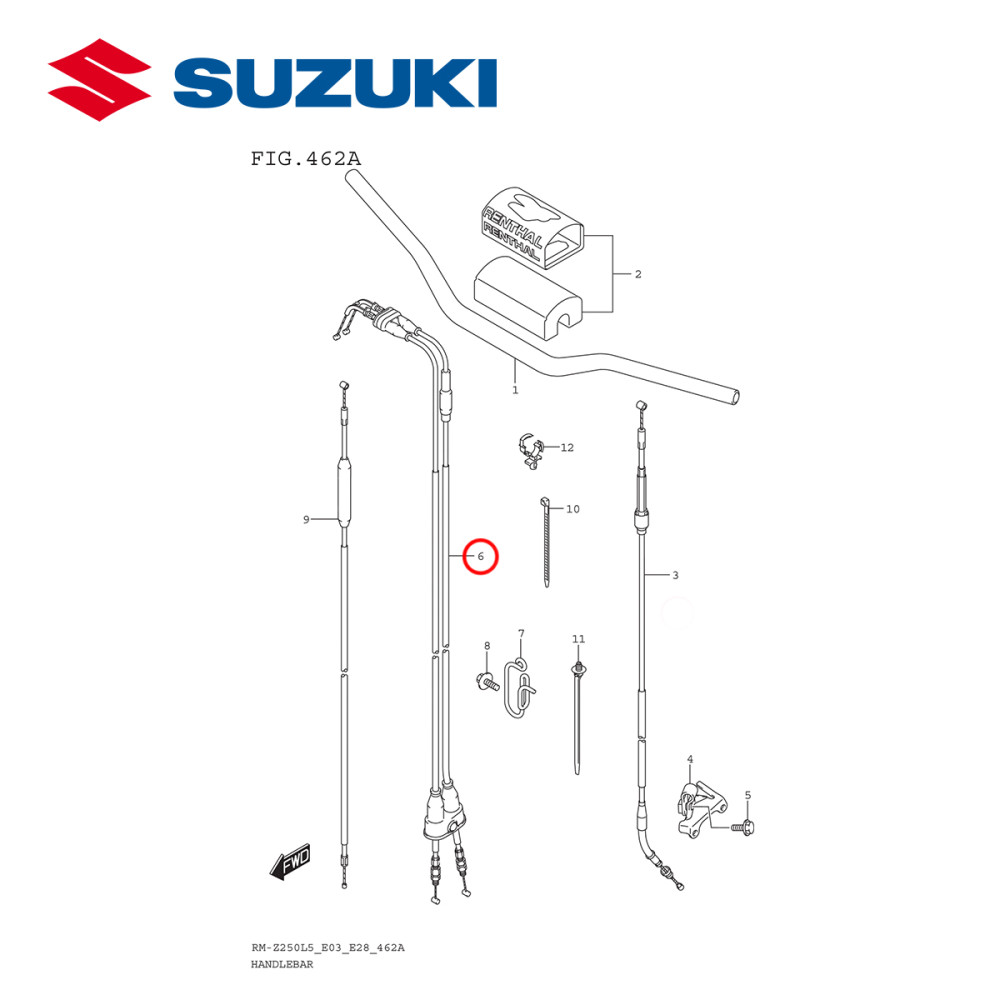 Cabo de Acelerador Original Suzuki para RMZ250 13/16