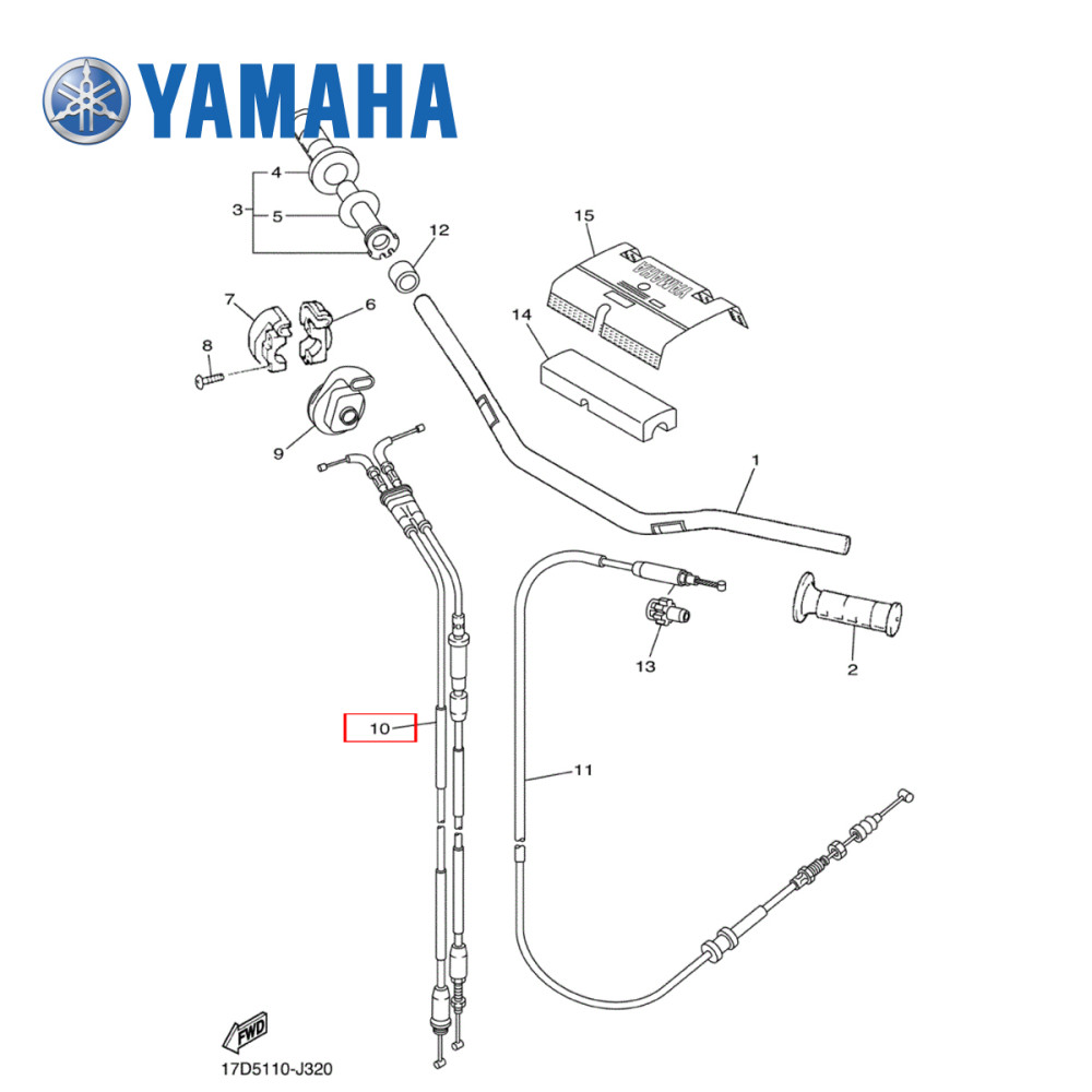 Cabo de Acelerador Original Yamaha Duplo para YZF250 10/13