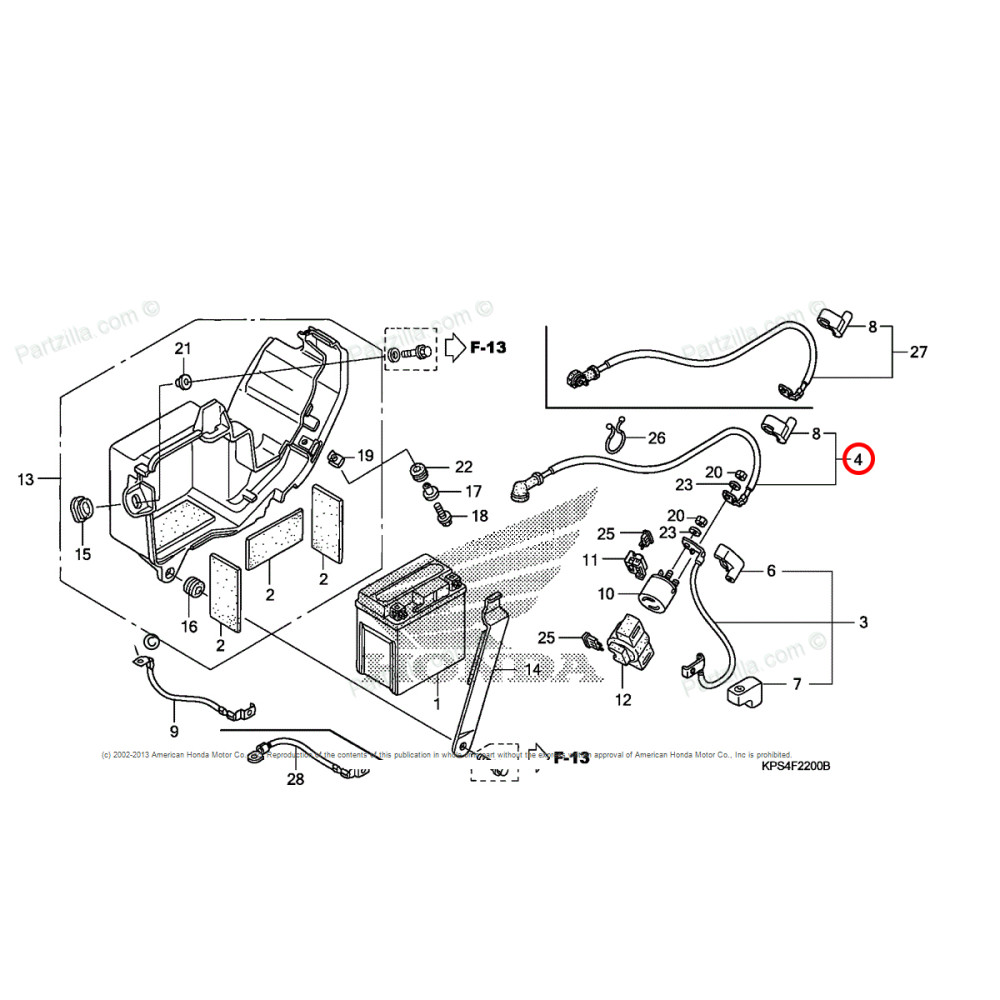 Cabo de Partida do Motor Original Honda para CRF230 (Cabo 4)