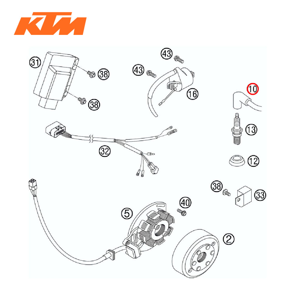 Cachimbo de Vela Original KTM para XCF250 08/09 EXC250/300 05/07