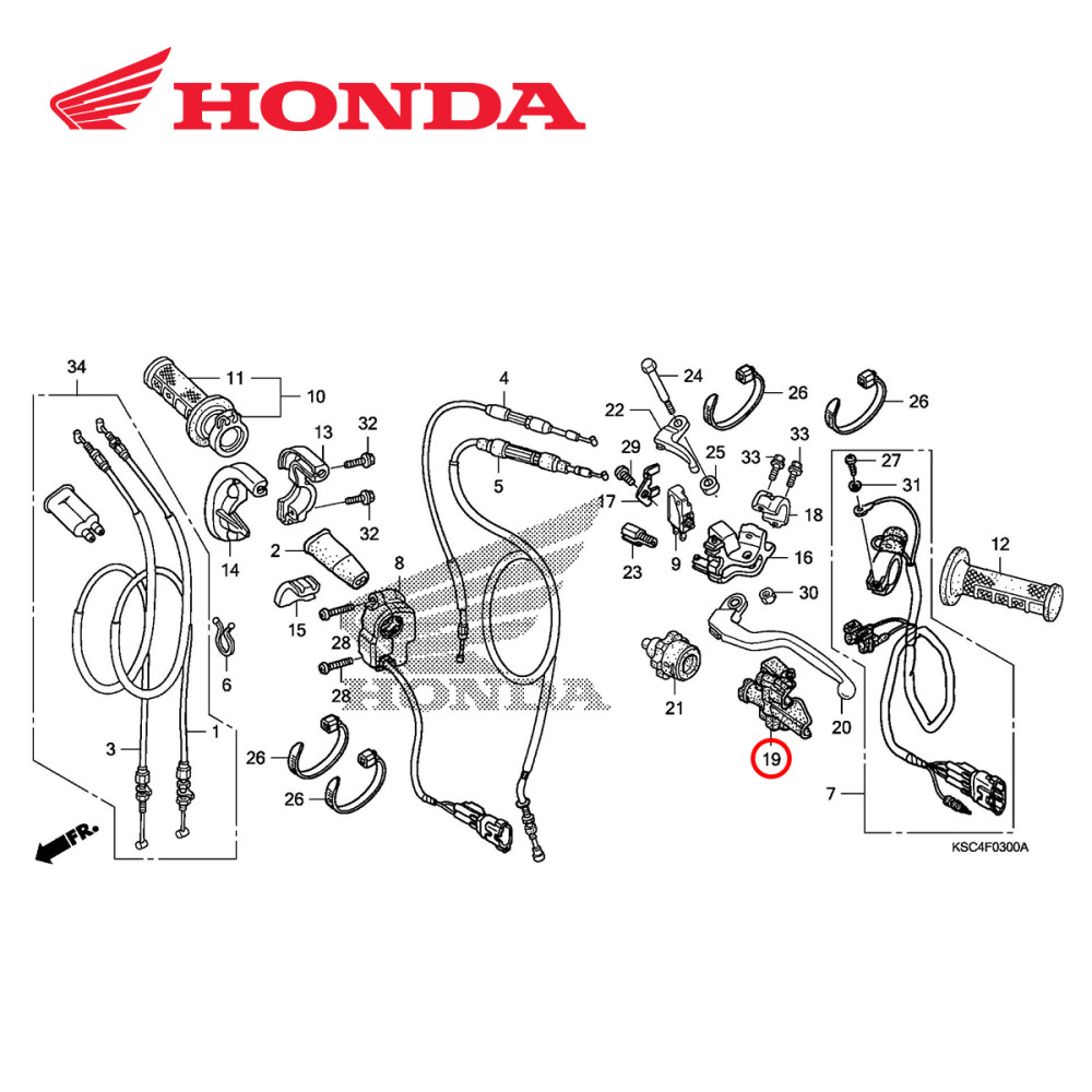 Capa para Manete de Embreagem Original Honda para CRF250X 04/17 CRF450X 05/17