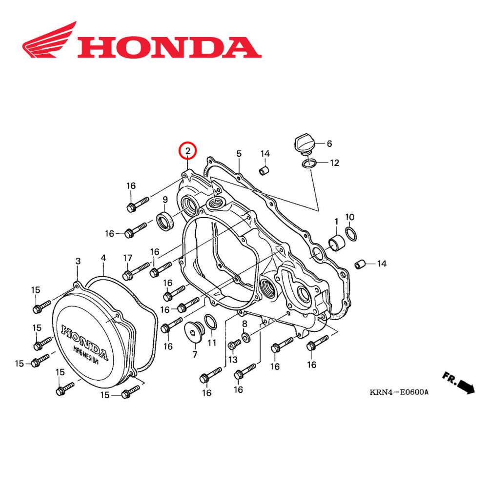 Carcaça do Motor Original Honda para CRF250 05/09 Lado Direito