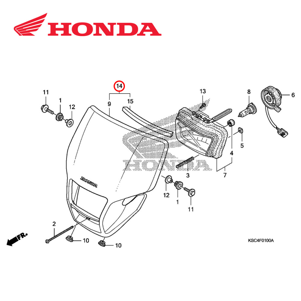 Carenagem de Farol Original Honda para CRF250X 09/17 CRF450X 12/17