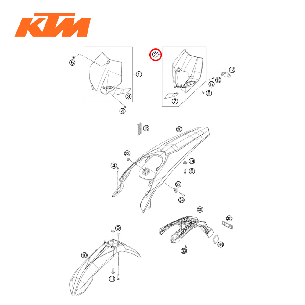 Carenagem de Farol Original KTM para EXC-F/XCF-W250/350 12/13