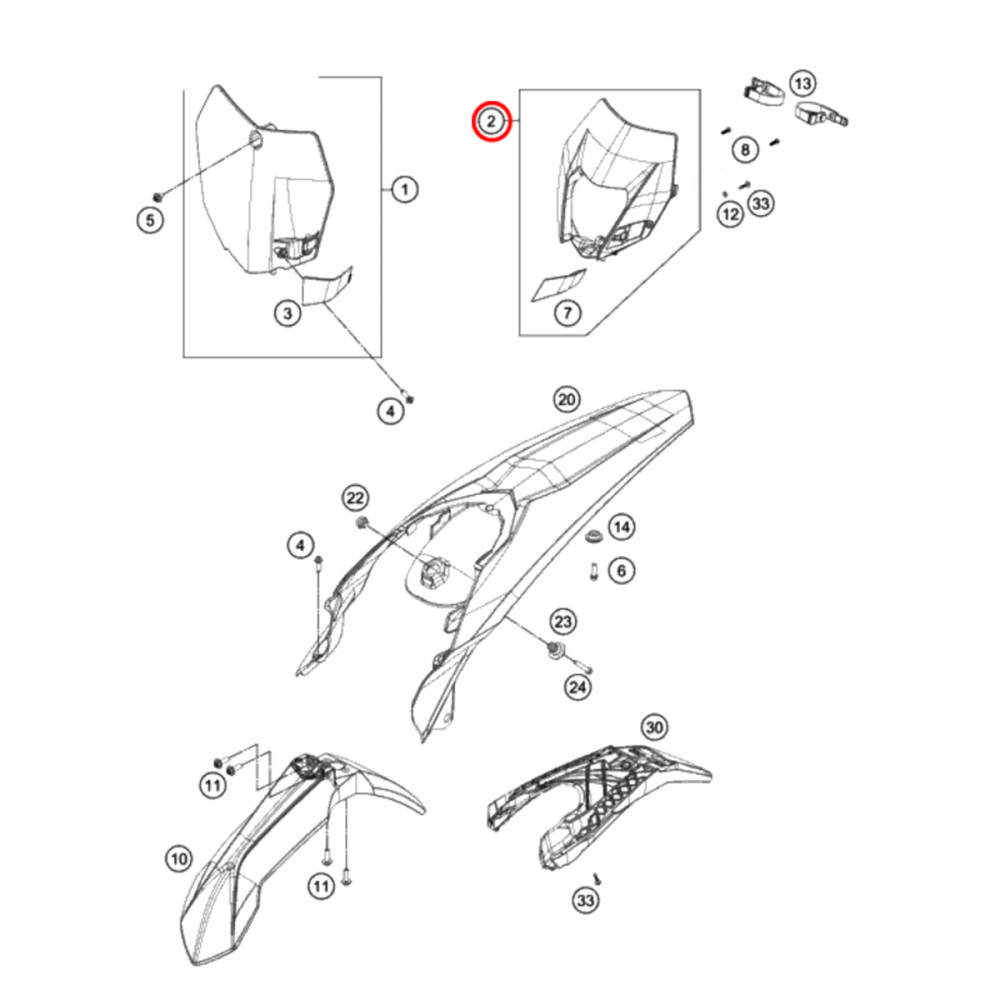 Carenagem de Farol Original KTM 200-500 14/16 (Branca)