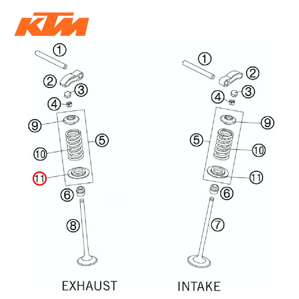 Chapeuzinho de Válvula de Admissão ou Escape Baixo Original KTM para SX-F250 08/12 XC-F250 08/09 e 11/12 XCF-W250 08/13