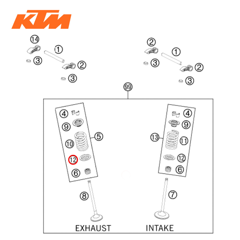 Chapeuzinho de Válvula de Admissão ou Escape Baixo Original KTM para SX-F/XC-F250 13/15 SX-F/XC-F350 13/15
