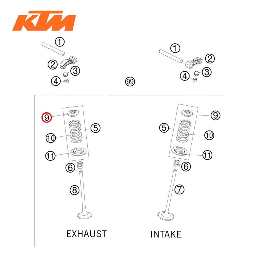 Chapeuzinho de Válvula de Admissão e Escape Cima Original KTM para SX-F/XC-F250 08/12 XCF-W250 08/13