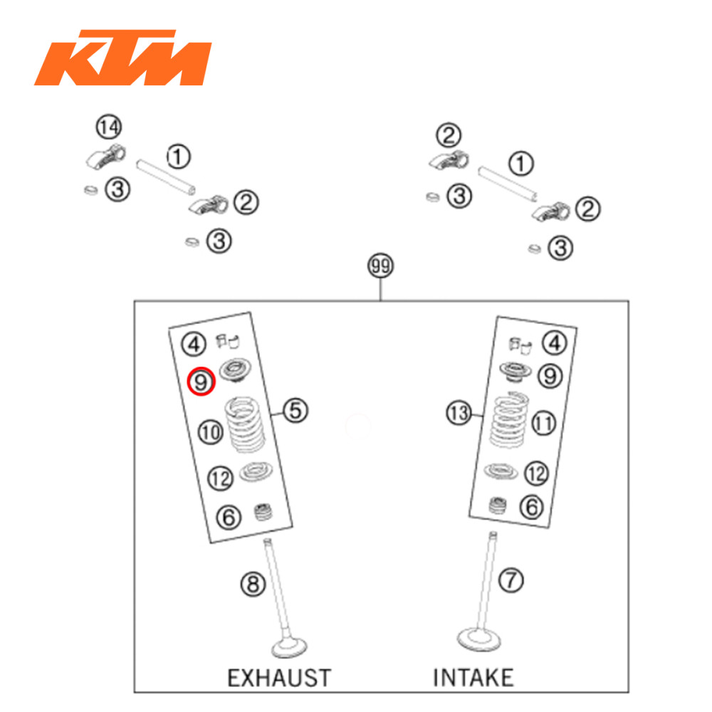 Chapeuzinho de Válvula de Admissão ou Escape Cima Original KTM para SX-F/XC-F250 13/15