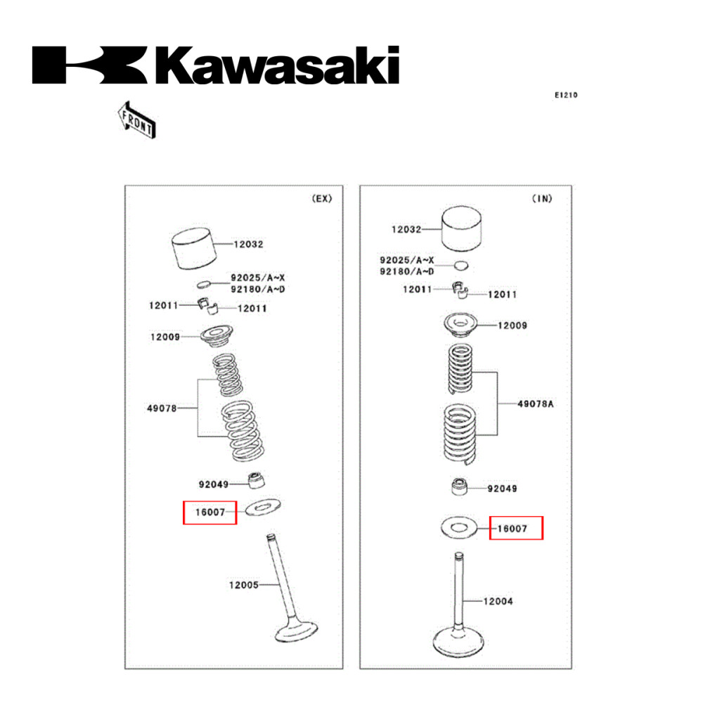 Chapeuzinho de Válvula Baixo de Admissão e Escape Original Kawasaki para KXF450 06/17