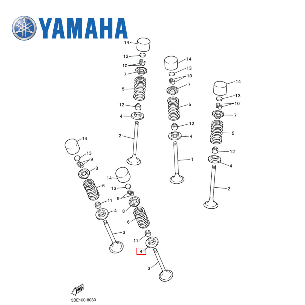 Chapeuzinho de Válvula de Escape Baixo Original Yamaha para YZF250 01/13 WRF250 01/13 e de Admissão e Escape para YZF426/450 01/09 WRF450 03/15