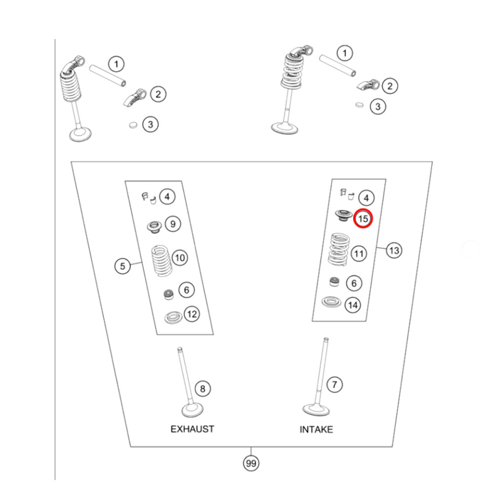 Chapeuzinho da Válvula de Cima Original KTM para SX-F/XC-F250 16/17 (Admissão)