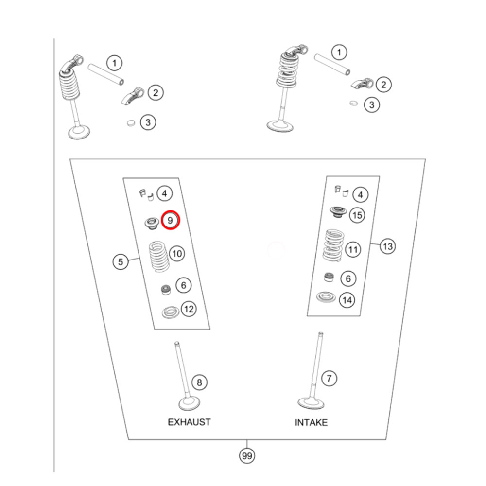 Chapeuzinho da Válvula de Cima Original KTM para SX-F/XC-F250 16/17 (Escape)