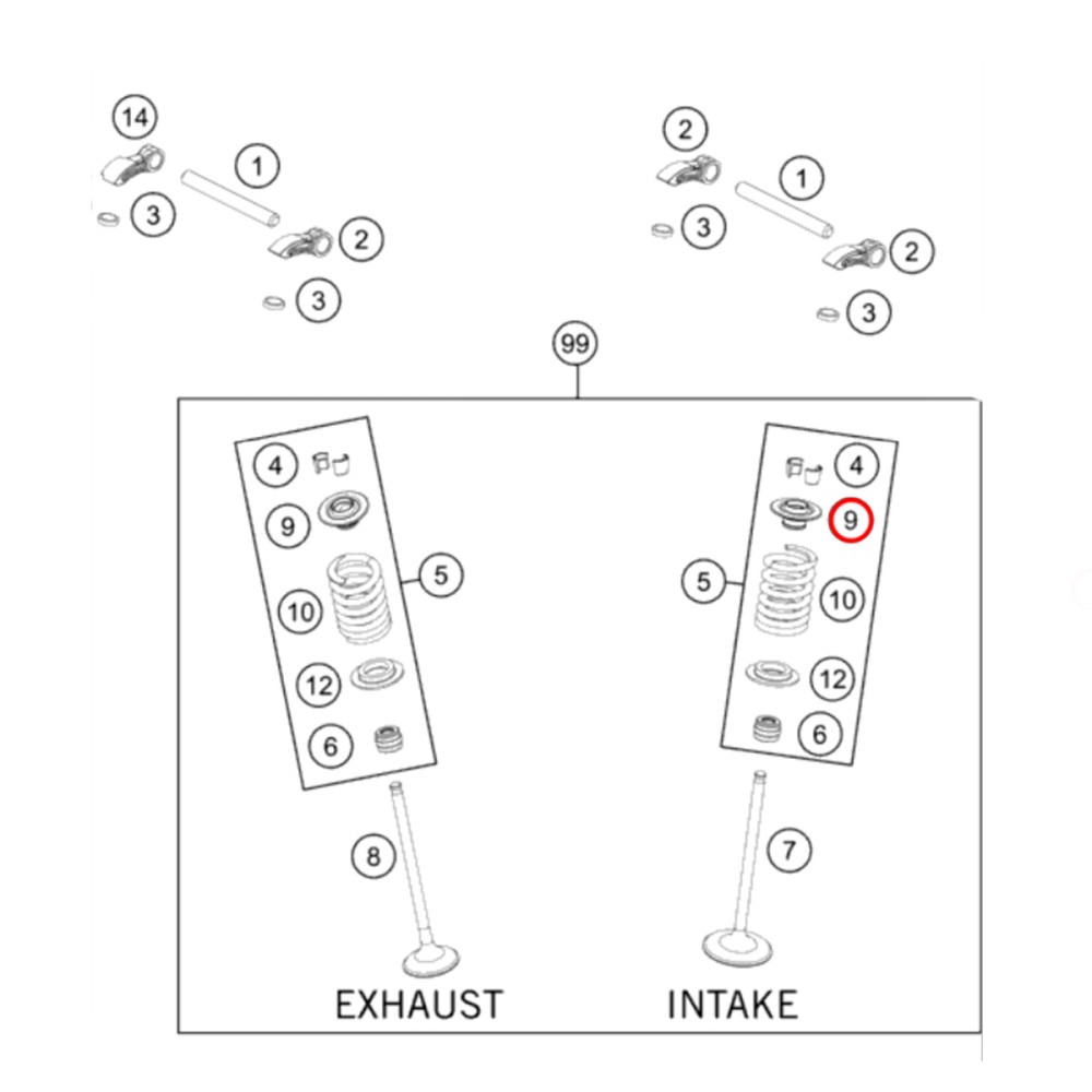 Chapeuzinho da Válvula de CIma Original KTM para XC-F250 14/16 (Admissão e Escape)