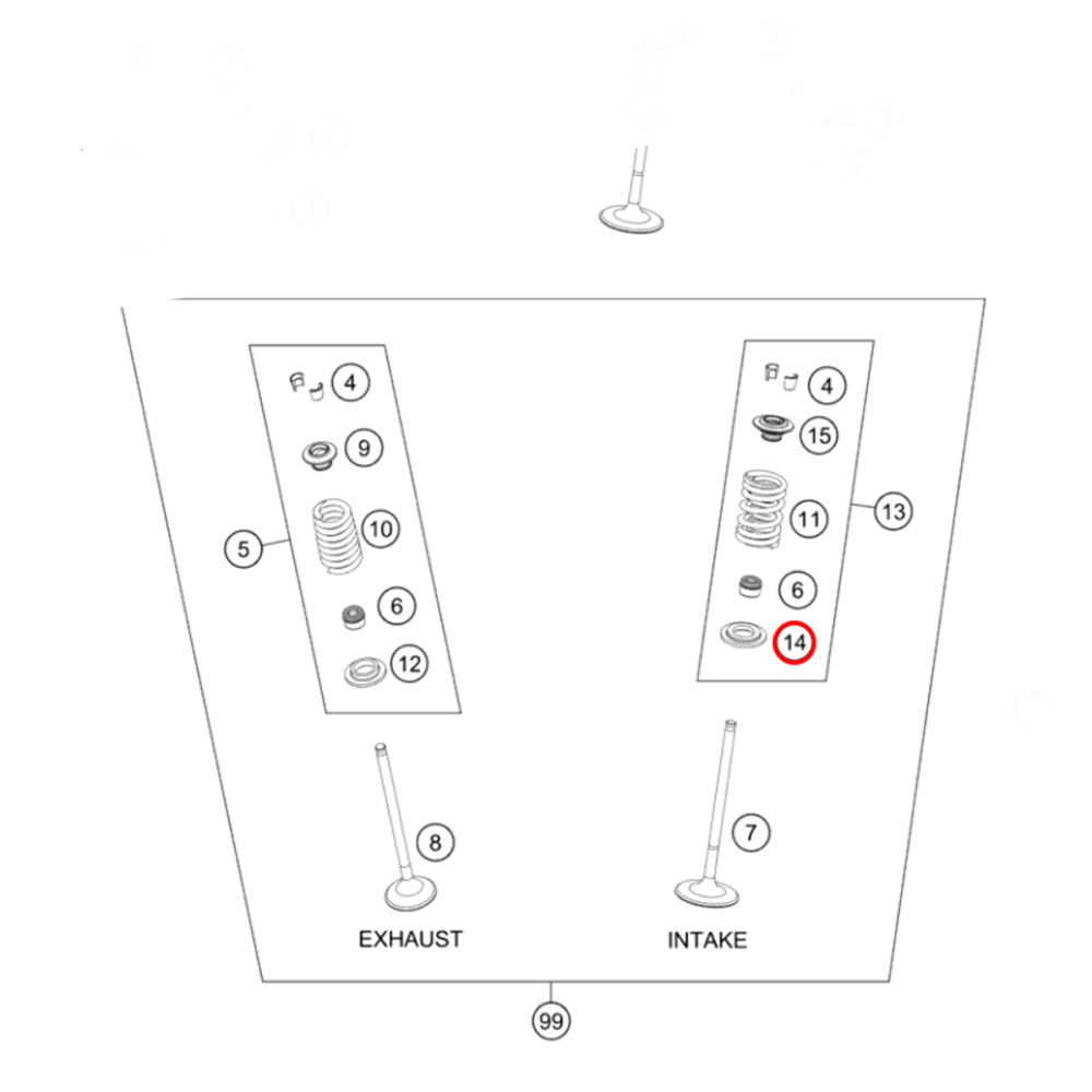 Chapeuzinho da Válvula de Baixo Original KTM SX-F/XC-F250/350 16/17 (Admissão)